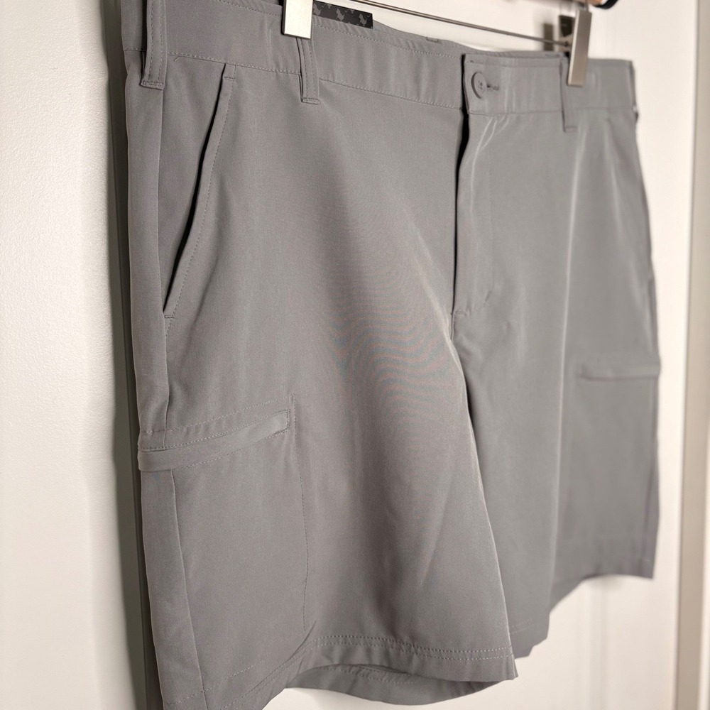 Birdie Bound Performance Golf Shorts Mens 38 Gray 9" Inseam Cargo 6 Pockets